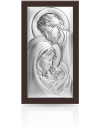 Św. Rodzina z ciemną ramką duży srebrny obraz z grawerem Beltrami 6380