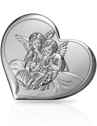 Aniołki w serduszku Obrazek srebrny dla malucha z grawerem Beltrami 6450