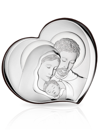 Święta Rodzina serduszko Obrazek srebrny z grawerem Valenti 81252