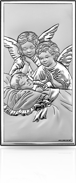 Aniołki nad śpiącym dzieckiem: obrazek srebrny - Beltrami