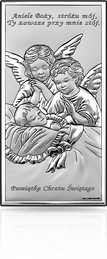 Aniołki z modlitwą: srebrna pamiątka Chrztu - Beltrami