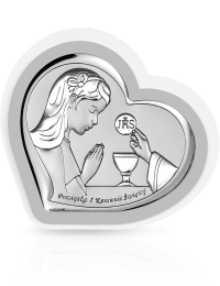 Pamiątka dla dziewczynki w ramce Obrazek srebrny na Komunię z grawerem Beltrami 6517