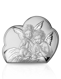 Aniołki w chmurce na Chrzest Obrazek srebrny dla dziecka z grawerem Valenti 81256