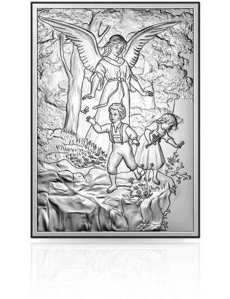 Anioł nad przepaścią Obrazek srebrny z grawerem Beltrami 6446