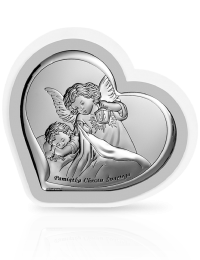 Aniołek w podwójnej ramce Obrazek srebrny z aniołkiem z grawerem Beltrami 6449