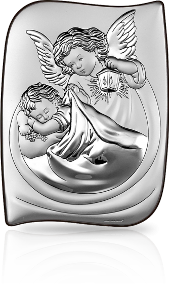 Aniołek okrywający dziecko: obrazek srebrny - Beltrami