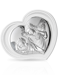 Anioł w ramce ze zdobieniem Obrazek srebrny w sercu z grawerem Valenti 81298