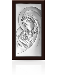 Matka Boża z dzieciątkiem Obrazek srebrny w ramce z grawerem Beltrami 6381
