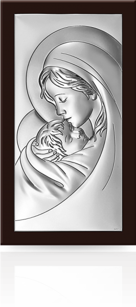 Matka Boża z dzieciątkiem: obrazek srebrny w ramce - Beltrami