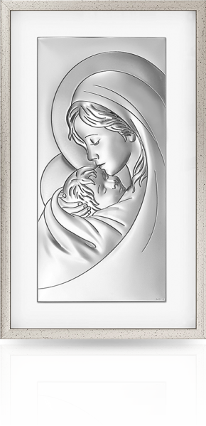 Matka Boża z dzieciątkiem: obraz srebrny w ramie za szkłem - Beltrami
