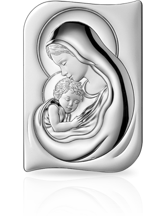 Matka Boska z dzieciątkiem Duży obraz srebrny z grawerem Valenti b2653