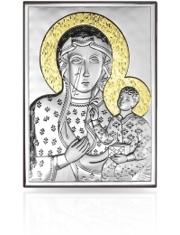 Matka Boska Częstochowska Srebrna ikona ze złoceniami z grawerem Beltrami 6323