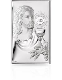 Jezus Chrystus nad Hostią Srebrny obrazek z grawerem Valenti 81287