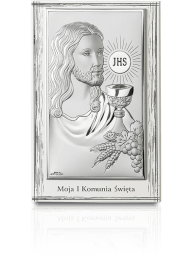 Jezus Chrystus na białym drewnie Obrazek srebrny z grawerem Valenti 81287