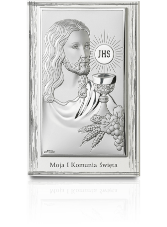 Jezus Chrystus na białym drewnie Obrazek srebrny z grawerem Valenti 81287