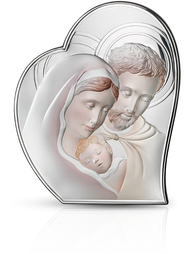 Święta Rodzina w sercu: obrazek srebrny koloryzowany - Valenti