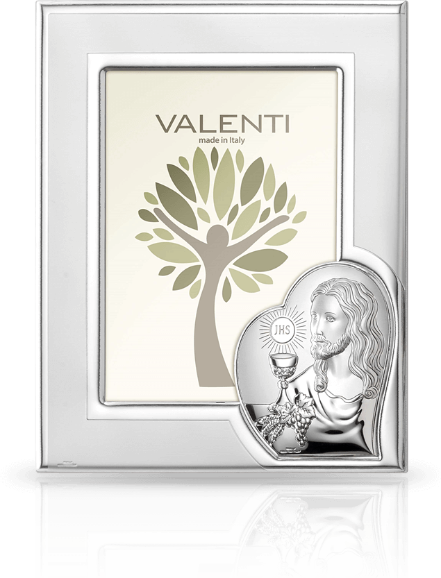 Ramka z Jezusem na Komunię: srebrna ramka na zdjęcia - Valenti