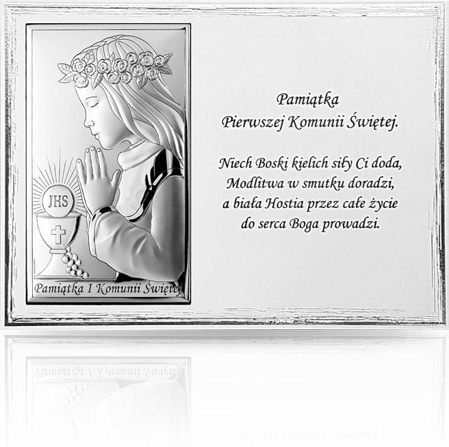 Pamiątka na Komunię dla dziewczynki: Panel z obrazkiem i modlitwą - Valenti