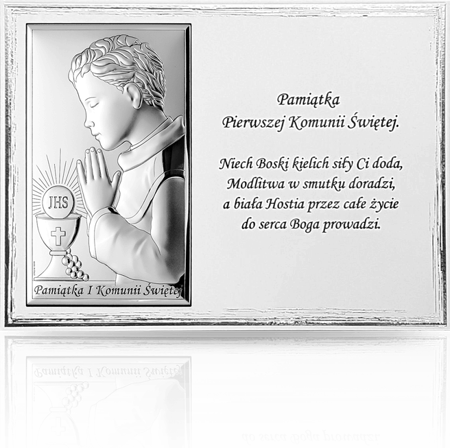 Pamiątka na Komunię dla chłopca: Panel z obrazkiem i modlitwą - Valenti