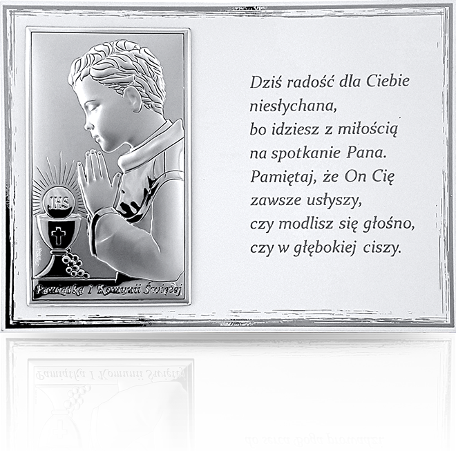 Pamiątka na Komunię dla chłopca: panel z obrazkiem i modlitwą - Valenti