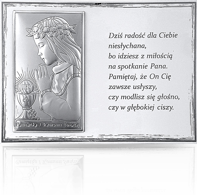 Pamiątka na Komunię dla dziewczynki: panel z obrazkiem i modlitwą - Valenti