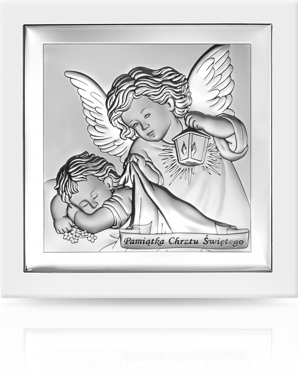 Aniołek w białej ramce: pamiątka Chrztu Świętego - Beltrami