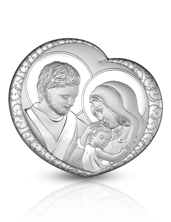Święta Rodzina serduszko Duży obraz srebrny z grawerem Beltrami 6562