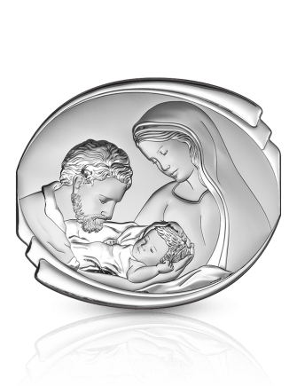 Święta Rodzina Obrazek srebrny okrągły z grawerem Beltrami 6498