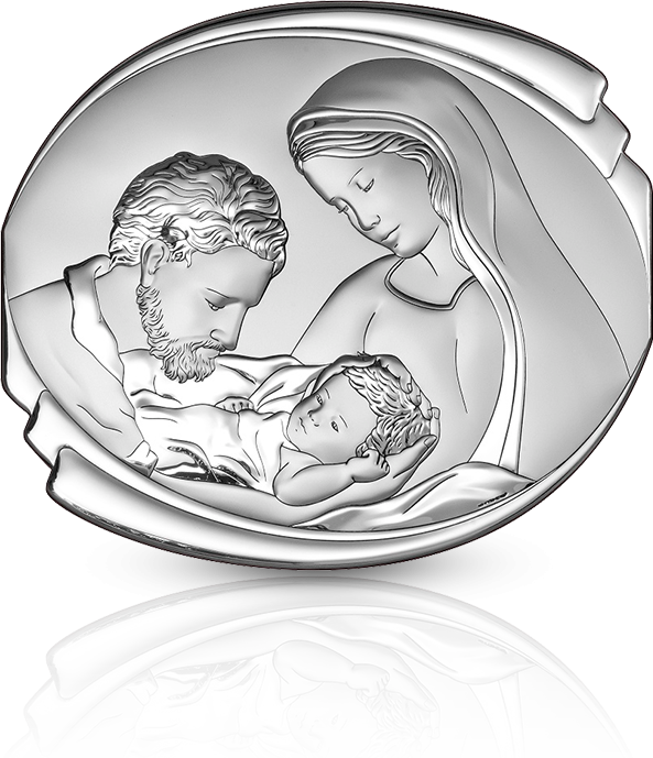 Święta Rodzina: obrazek srebrny okrągły - Beltrami