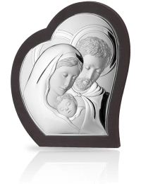 Święta Rodzina w sercu Obraz srebrny z ciemną ramką z grawerem Valenti 81330