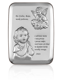Aniołek na chmurce Obrazek srebrny dla dziecka z grawerem Beltrami 6459