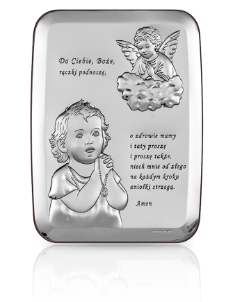 Aniołek na chmurce Obrazek srebrny dla dziecka z grawerem Beltrami 6459