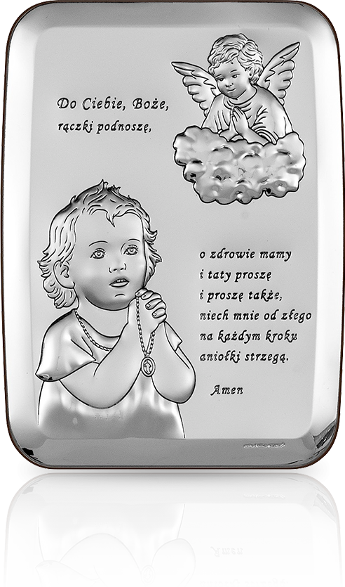 Aniołek na chmurce: obrazek srebrny dla dziecka - Beltrami
