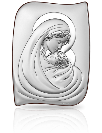 Matka Boska z dzieciątkiem Obrazek srebrny z grawerem Beltrami 6467
