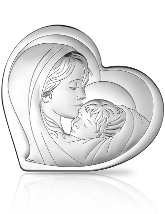 Obraz Matki Bożej w sercu Srebrna pamiątka z grawerem Beltrami 6433