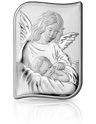 Anioł czuwający nad dzieckiem Srebrny obrazek Valenti 82109