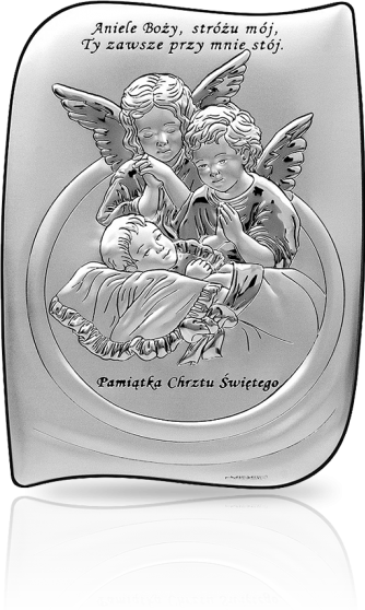Aniołki nad dzieckiem: obrazek srebrny - Beltrami