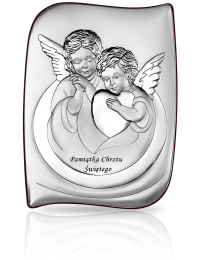 Aniołki na Chrzest Obrazek srebrny z grawerem Beltrami 6519s