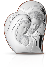 Święta Rodzina w sercu duży srebrny obraz z grawerem Valenti 81050