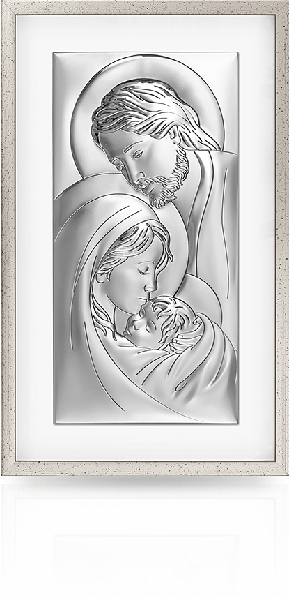 Święta Rodzina w ramie: duży obraz srebrny za szkłem - Beltrami