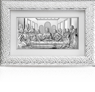 Ostatnia Wieczerza w ramie: duży obraz srebrny za szkłem - Valenti