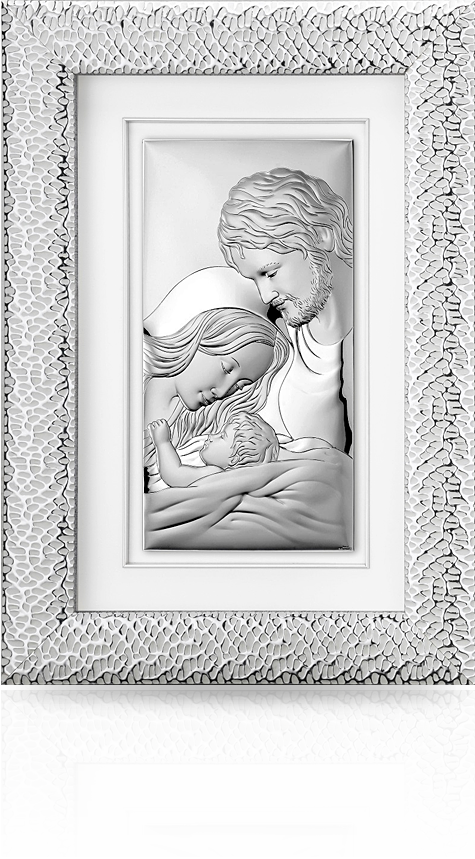Święta Rodzina: obraz srebrny w ramie za szkłem - Valenti