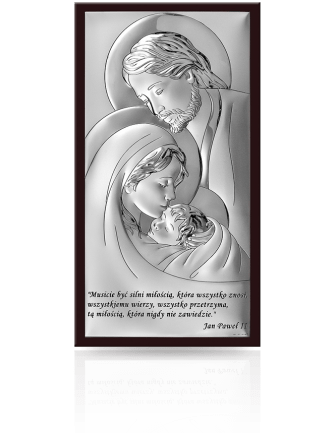 Święta Rodzina z cytatem duży srebrny obraz z grawerem Beltrami 6380SW