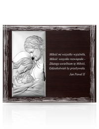 Św. Rodzina ze słowami papieża Duży obraz srebrny z grawerem Valenti JAP767