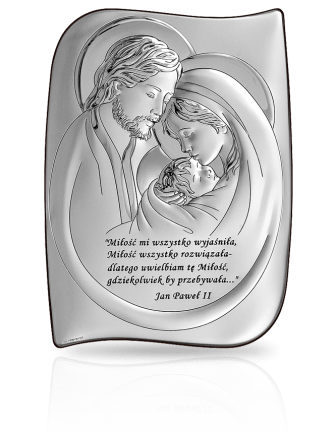 Święta Rodzina z cytatem Obrazek srebrny z grawerem Beltrami 6466SW