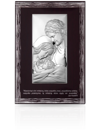 Św. Rodzina z cytatem JPII Duży obraz srebrny z grawerem Valenti JAP772