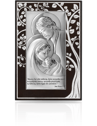 Św. Rodzina drzewko szczęścia Obraz srebrny na Rocznicę Ślubu z grawerem Beltrami 6380SWM