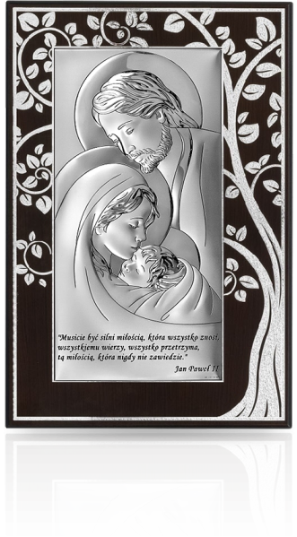Św. Rodzina drzewko szczęścia: obraz srebrny z cytatem - Beltrami