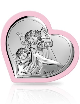 Anioł Stróż dla dziewczynki Obrazek srebrny na Chrzest z grawerem Beltrami 6449