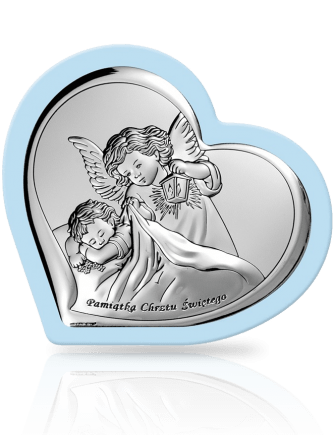 Anioł Stróż dla chłopca Obrazek srebrny na Chrzest z grawerem Beltrami 6449